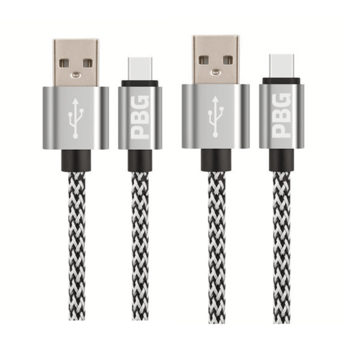 PBG 10FT XL Type-C Charger Cable - Nylon Woven Zebra Pattern 2 Pack