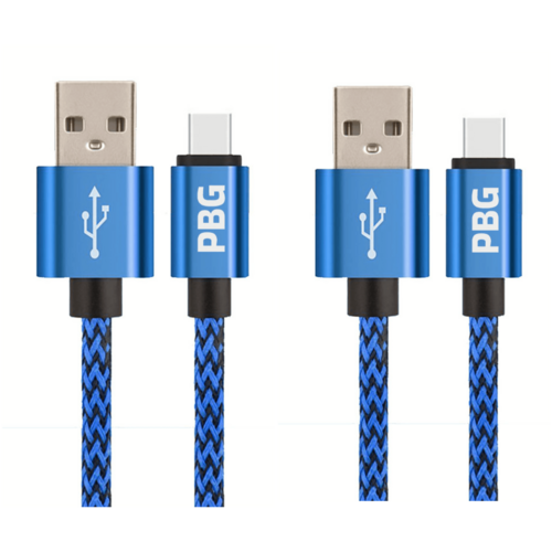 PBG 10FT XL Type-C Charger Cable - Nylon Woven Zebra Pattern 2 Pack